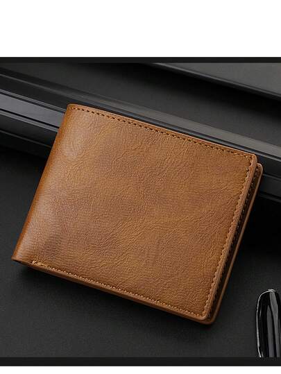 1 pièce Portefeuille court pour homme en cuir PU de haute qualité à grain de lézard avec porte-cartes zippé et porte-monnaie. Portefeuille en cuir véritable pour homme, petit portefeuille, porte-monnaie, porte-badge, porte-carte d'identité