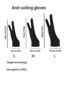 Painting Anti-Fouling, Anti-Wear, Anti-Sweat, Anti-Dirty Sketch Oil Painting Two Fingers Art Electronic Digital Tablet Screen Hand Painting Gloves - Black - View 2