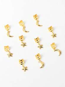 10 Stück Haarschmuck-Set für Frauen mit geflochtenen Sternen und Monden, Frisur-Clips für Feiertage, Sterne, Monde, geeignet für Festivals, Partys, Alltagstragen, Anhänger, Geschenke, Festivals, Haarklammern, Haarspangen, Kopfschmuck - Gold - Übersicht 6