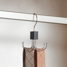 Rotary Wooden Belt Rack Organizer - 1PC Large Capacity Wardrobe Hooks, Stainless Steel 360° Swivel Hanger For Belts, Ties, Scarves, Bras, Vests, Space-Saving Closet Storage Accessories - Multicolor - View 3