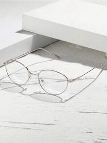 一副男女通用的复古银色椭圆形眼镜，适合电脑、游戏、电视和智能手机使用，保护眼睛免受电视和电脑屏幕的伤害。 - 銀色 - 查看 2