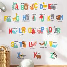 “卡通字母和数字乙烯基墙贴 - 哑光表面，自粘式，卡通动物和物品图案，儿童婴儿客厅卧室托儿所教室可爱贴纸，教育装饰，趣味装饰，易于粘贴” - 彩色 - 查看 4