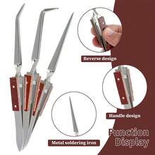 3pcs/1set Precision Soldering Pliers - Straight Pliers - Bent Nose Pliers - Pointed Nose Pliers, Suitable For DIY Jewelry, Welding And Repair, Durable Metal Structure - Multicolor - View 4