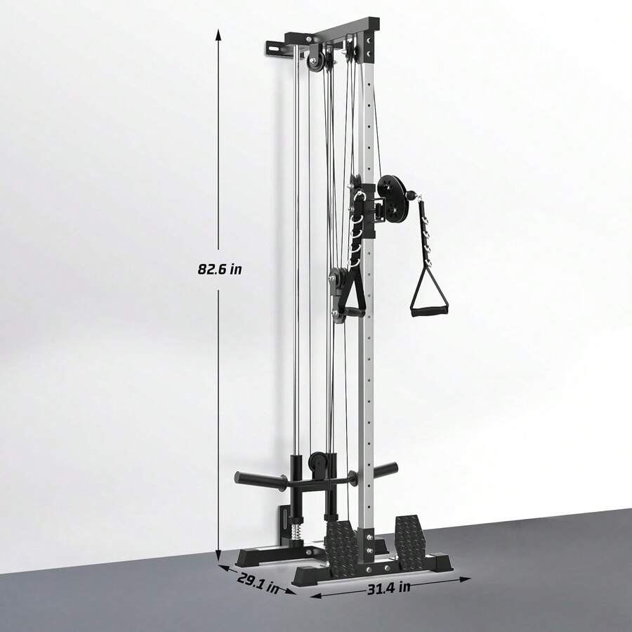 Máquina de polea de pared | Pulldown LAT con sistema de poleas ajustables de 20 posiciones | Polea alta y baja para entrenamientos de remo y tríceps en casa - Negro - Ver 1