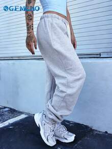 GEMCHO Pantalones deportivos con cintura elástica y cordón, adecuados para la temporada de graduación, la temporada de regreso a clases, atuendo de mujeres maestras - Gris Claro - Ver 4