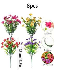 4/8 قطعة من الزهور الحريرية الاصطناعية الملونة، الأقحوان، الكينا، زهرة الصباح، مقاومة للأشعة فوق البنفسجية، مناسبة للديكور الخارجي، الحديقة، الشرفة، الممر، الشرفة، الزفاف، الباقات، الصيف، ديكور المنزل، غرفة المعيشة، غرفة النوم، طاولة، الحائط، حشو الفازات، هدايا عيد الميلاد والتخرج - متعدد الألوان - مشاهدة 9