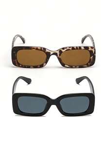 1/2 Pack Small Frame Glasses For Women - Timeless Black & Leopard Print Series, Perfectly Fits Most Face Types - 彩色 - 查看 12