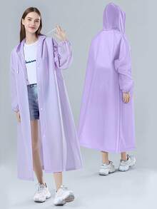 加厚可重复使用连帽抽绳轻便防水雨披，成人、学生适用，便携式应急雨衣，适合学校、办公室、家庭、旅行、徒步、女性户外服装、节日必备户外配件 - 彩色 - 查看 7