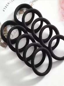 100pcs Black Seamless Hair Ties, Elastic Hair Bands, High Stretch Creaseless Hair Hoops For Women ,Ponytail Holders ,Hair Elastics ,Hair Rubber Bands ,Scrunchies ,Hair Rope - Black - View 5
