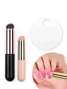 2pcs Reusable Silicone Ombre Nail Brush Set, With Mixing Palette, Nail Gradient Painting Brush, Suitable For Beginners At Home Or Salon, Nail Art Tools, Nail Supplies, Nail Art Design Tools, Nail Care, Christmas Gift - Multicolor - View 7