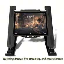 可调节高度笔记本电脑/平板电脑支架，带炫彩蓝色LED灯，符合人体工学的颈部友好设计，便携式设计，适用于流媒体播放、学习和办公，采用优质材料制成，通用设备支架