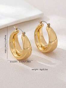 Metal Hoop Earrings - vàng - Xem 5