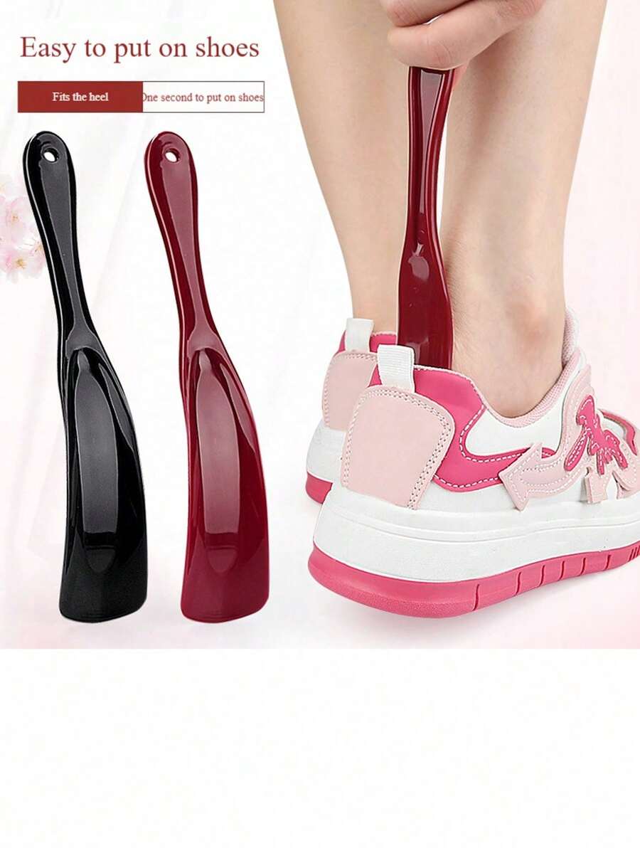 New Stylish Shoehorn For Men, Women, And Children, Hangable Type, Doesn't Require Bending Over. Travel Portable Shoehorn For Home Use, Convenient Tool For Putting On And Taking Off Shoes. Made Of Plastic With A Long Handle, Compact And Mini, Suitable For Pregnant Women. Helps Put On Shoes Without Using Hands, Hygienic, Convenient, And Allows Quick Wearing. - Multicolor - View 1