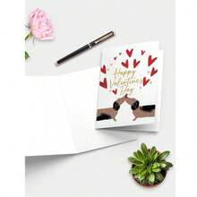 1pc Cute Dachshund Couple Valentine's Day Greeting Card, Sweet Puppy Kissing Heart Card, Gift For Couples, Lovers And Dog Lovers