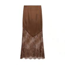 Elegant Women's Sexy Lace Patchwork Party Skirt, Fitted Waist Hollow Out Streetwear Skirt, Summer - Rỉ Nâu - Xem 10