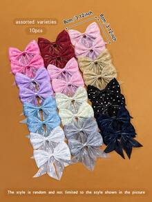 10pcs Random Color Bowknot Hair Clips, Sweet Style Hair Accessories For Girls