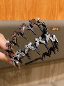 2pcs Korean Fashion Butterfly Hair Hoop With Teeth, Affordable Daily Hair Accessories - Multicolor - View 4