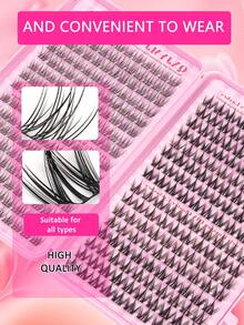 DIY Eyelash Clusters, Single Eyelashes, Ultra Thick And Elongated Eyelash Clusters, Natural Look&Wispy&Dense&Long-Lasting,Curled Single Eyelashes, Thin And Elongated Eyelashes, For Beginners At Home, Ultra Thick False Eyelashes - Hồng - Xem 4