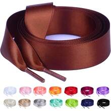 Flat Colorful Satin Shoelaces, 3/ 4inch Width, Women's/Girls' Shoelaces, White, 47inch (120) Cm: Clothing, Shoes, And Jewelry - 絲帶棕色 - 查看 8