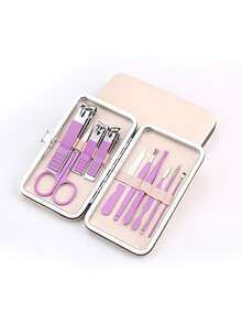 Juego profesional de cortaúñas de acero inoxidable, incluye removedor de cera de oído y lima de uñas - Herramientas de manicura y pedicura portátiles y duraderas para uñas de las manos y los pies - Morado - Ver 17
