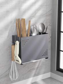 1个厨房壁挂式筷子架（无需钻孔），节省空间，壁挂式设计 - 可存放筷子、刀、叉、勺子和其他餐具 - 可拆卸且易于清洁，适合小空间，设计简洁。 - 彩色 - 查看 4