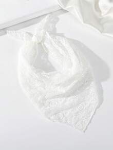 1pc Rustic Hollow Lace Flower Triangular Scarf Hair Band, Suitable For Daily Outfits