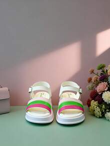 2026夏季新款3-12岁女童凉鞋，粉色、绿色、白色，度假风，婴儿鞋 - 彩色 - 查看 4