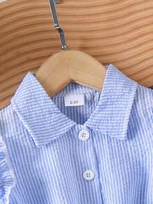 2pcs/Set Young Girl' Casual Mori Style Cap Sleeve Top And Wide Leg Pants Set, Summer