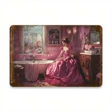 2D 1 Retro-Style Pink Skirt, Women'S Aluminum Art Brand, Iron Metal Tin Brand, Home, Bathroom, Cafe Decorative Wall Art, Size 12X8 Inches - 米色 - 查看 2