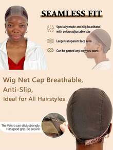 Lace Wig Grip Cap Women 4x5 Transparent Lace Wig Cap Non Slip Wig Gripper Headband With Silicone Keeping Wigs In Place Adjustable Lace Wig Gripper Make Your Wigs Gluless - 彩色 - 查看 4