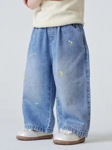 Quần jean denim thoáng khí không phai màu dành cho bé gái, bộ sưu tập mùa xuân mới. - Denim màu xanh nhạt - Xem 2