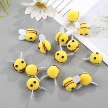 Accessoires élastiques haute qualité en forme d'abeille, pinces à cheveux DIY, décorations en pompons de cachemire, fournitures artisanales en boules de peluche, décoration d'intérieur - Jaune citron - Voir 4