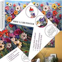 Adultos Rompecabezas de Flores de Colores para Jardín, Arte Floral Mosaico Rompecabezas con Pintura, Ideal para Primavera - ‎multicolor - Ver 1