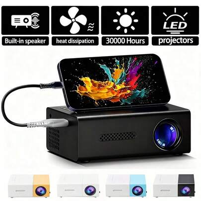 2026 Upgraded Portable Mini Projector, Travel Essential, HD/USB/AV/TF Applicable, Suitable For Home Theater And Indoor Use, Multiple Colors Available, Comes With US/UK/EU Power Adapter - Fulfill Your Private Cinema Dream