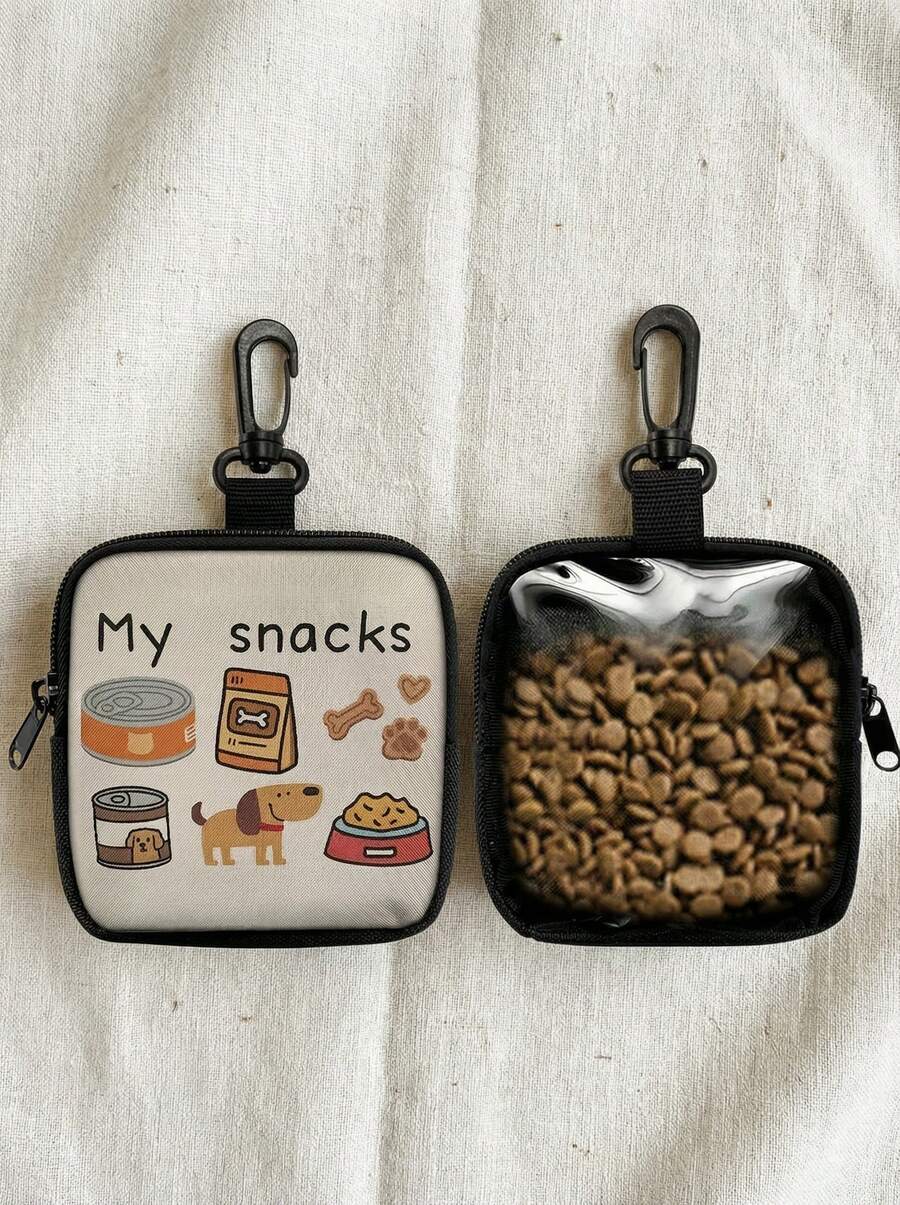 PETSIN 1pc Dog Print Dog Treat Bag, Pet Training Set With Hook And Zipper - Pet Poop Bag, Small Dog Pet Training Walking Bag - Multicolor - View 1