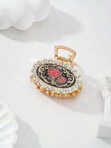 女士发饰，锌合金材质，圆形图案雕刻向日葵，饰以珍珠和水钻，适合工作、派对、庆典、生日礼物、旅行等场合佩戴。 - 彩色 - 查看 2