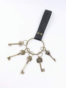 1 Set Magic Key, Gringotts Bank Vault Key With Medieval Vintage PU Leather Keychain, Viking Cosplay Prop, LARP (Live Action Role-Playing) Accessory - A - View 11