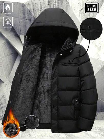 Chaqueta acolchada con capucha con cremallera, bolsillos múltiples y botones para hombre talla grande, adecuada para salidas, senderismo, pesca, fiestas, correr, gran regalo para novio, esposo, graduación, padre