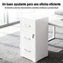 Archivero MDF 3 Gavetas Con Llave Económico | Oficina Hogar | Mueble Organizador Documentos |  Resistente Práctico - Blanco - Ver 9