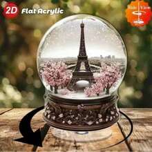 跨境新款菲尔埃菲尔铁塔水晶球雪景球装饰品 2D 亚克力 360°旋转派对礼品装饰品 - 彩色 - 查看 3