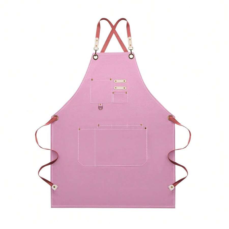 Dulabi Apron, Adjustable Chef Apron For Women And Men With Large Pockets, CooFKing Kitchen Apron With Back Straps - Pink - View 1