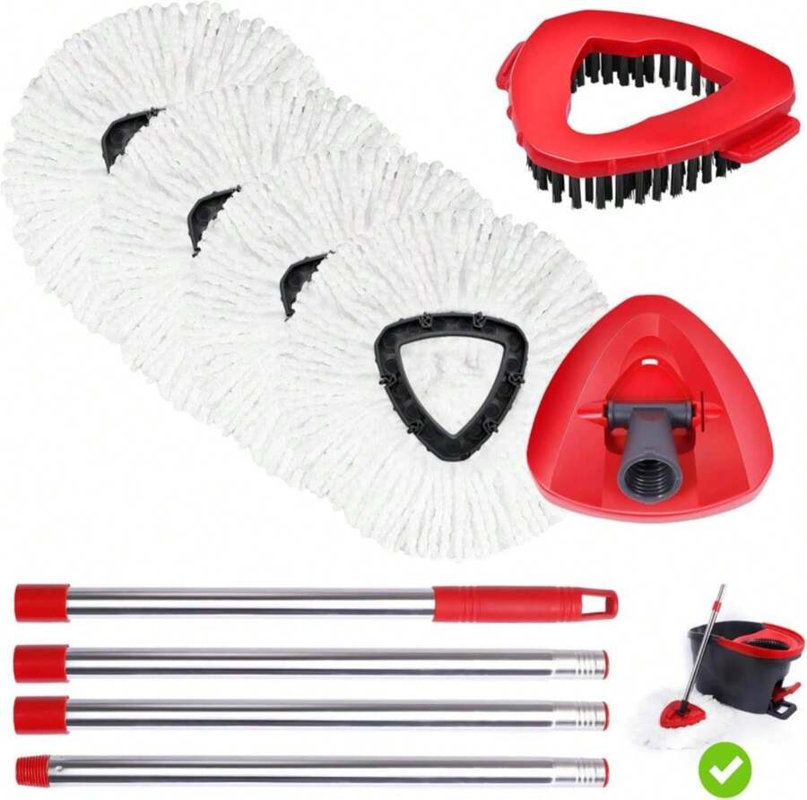 4 Packs Spin Mop Replacement Heads Compatible With Oceda RinseClean 2-Tank System, 30-58" Mop Handle,Mop Scrub Brush And Base Combo Set,Mopping Refills Easy To Replace And Cleaning - ColorJ - View 1