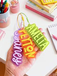 Personalized Acrylic Name Keychain, Customized Children's Name Keychain, Personalized Name Backpack Pendant, Customized Children's Name Backpack Tag, Diaper Bag Tag, Lunch Box Label, Teacher Keychain, Teacher's Day Gift, Back To School Gift, Children's Gift, Fashionable, Colorful, Cute, Minimalist, Kawaii, Unique Personalized Gift - Multicolor - View 4