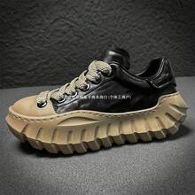 New Luxury Height-Increasing Men's Shoes Niche Sneakers Designer Thick-Soled Casual Shoes Dad Shoes Elegant Women's Sneakers - 駝色加絨 - 查看 5