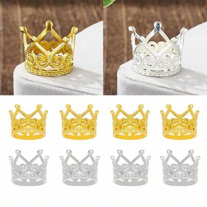12pcs Shiny Alloy Mini Princess Crown Set, Including Floral Decor And Party Supplies, Holiday Crown Cake Topper Set, Suitable For Party Favors And Bouquet Accessories