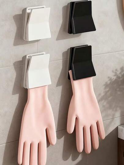 4pcs Wall Mount/Dashboard Style Kitchen Glove Rack With Clips, Hooks And Clips - Heavy Duty Plastic Glove Holder For Rubber Gloves, Dish Washing Supplies Storage, Space Saving Sanitary Organizer, Glove Hanging Rack