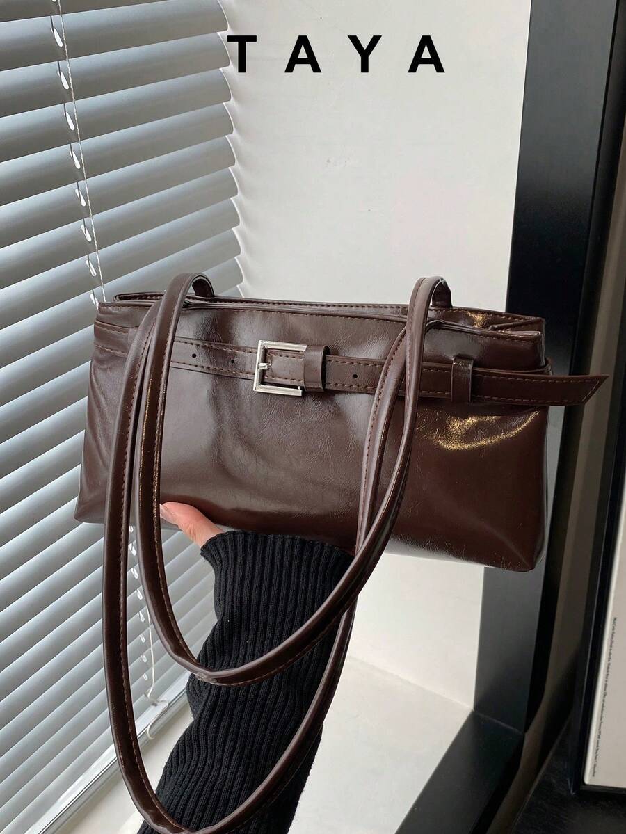 新款时尚单肩包，简约优雅公文包，PU皮革材质，百搭复古都市风单肩包，复古女士手提包，适合日常使用、约会、通勤，是送给女性的最佳礼物，商务休闲女包，完美适用于办公室、商务和工作场合。