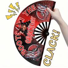 13 Inch Boots On The Ground Hand Fan, Where There Is A Fan Folding Fan, Slap Slap Fan, For Line Dance Unique Oriainal Pattern, Suitable For Party Props, Perfect Gift, Suitable For Line Dance Lovers. Clack Fan, For Bounce Fan, Denim Fan. Chinese Decorations - 13英寸 - 查看 3
