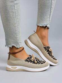 STEPREACH 新款女士休闲运动鞋，网面透气舒适轻便防滑套脚驾驶鞋 - 卡其色 - 查看 3