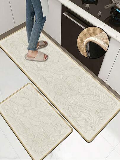 【热销！】1 件装柔软橡胶亚麻厨房地垫，3.5 毫米厚厨房地毯，北欧简约风格厨房吸水地垫，大尺寸地毯，缝边防止脱皮，吸水易清洁，亚麻表面，泡沫中间层，橡胶底部，适用于厨房地毯、厨房装饰、婚礼装饰、家居装饰、浴室地垫、玄关地垫、洗衣房地垫、走廊地毯、客厅地垫等。
